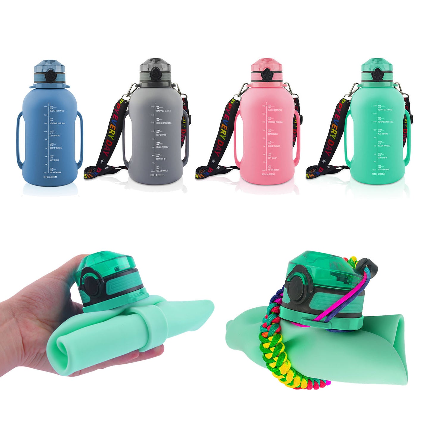 Collapsible Silicone Water Bottle 2000ml - Easy Body House  #