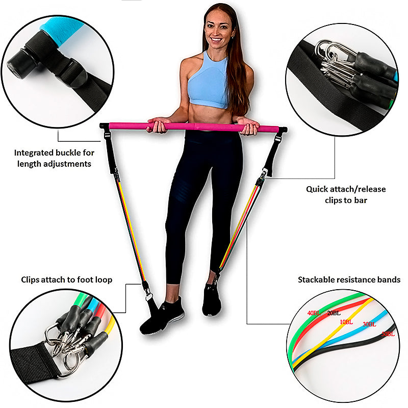 Pilates Bar Kit ( 5 Pairs Resistance Bands)